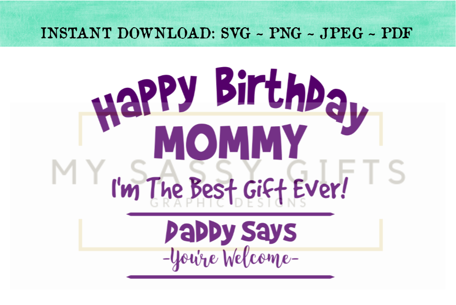 Happy Birthday Mommy or Mom Funny SVG Design