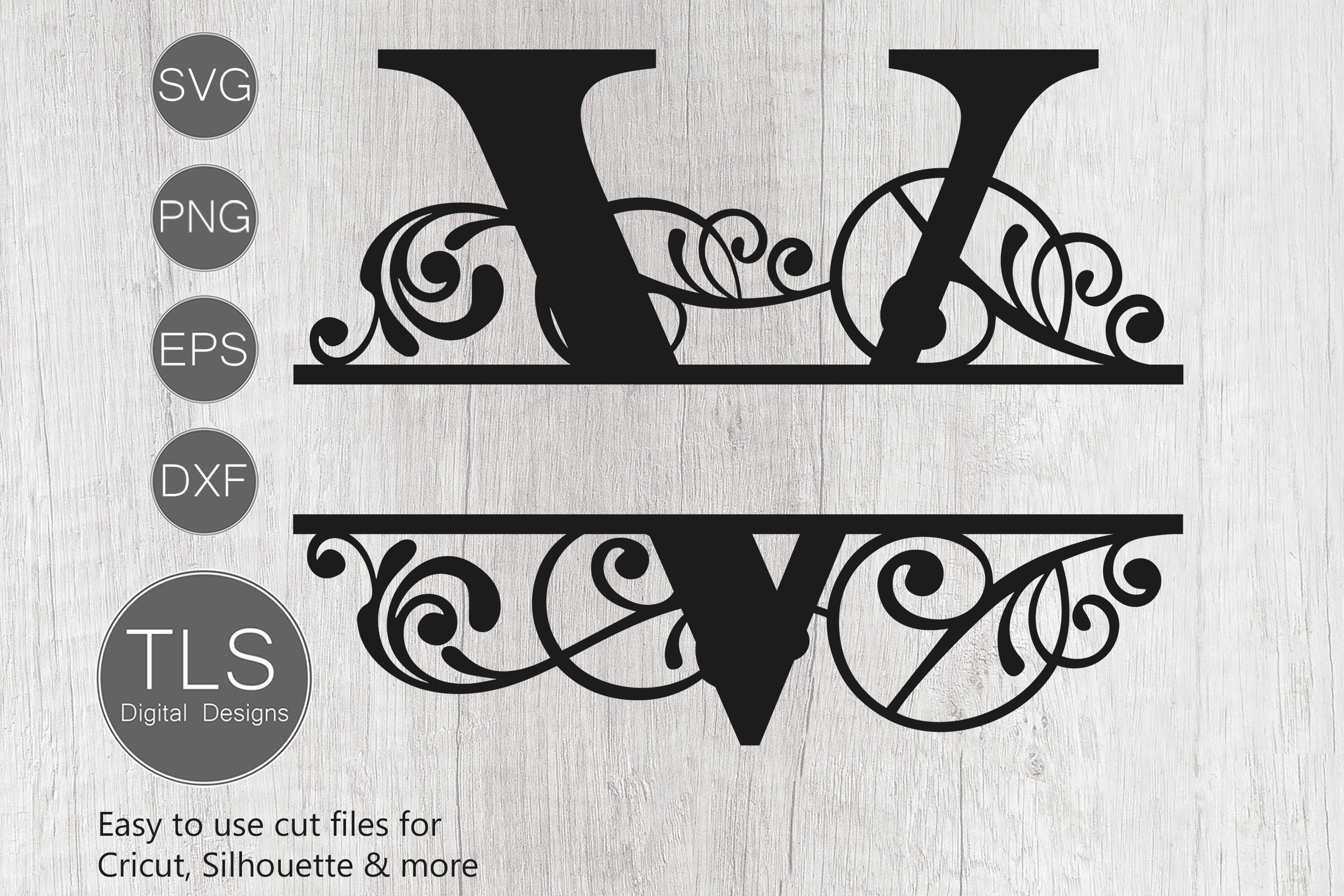 Split Monogram Letter V SVG, Letter V Monogram SVG, Letter ...