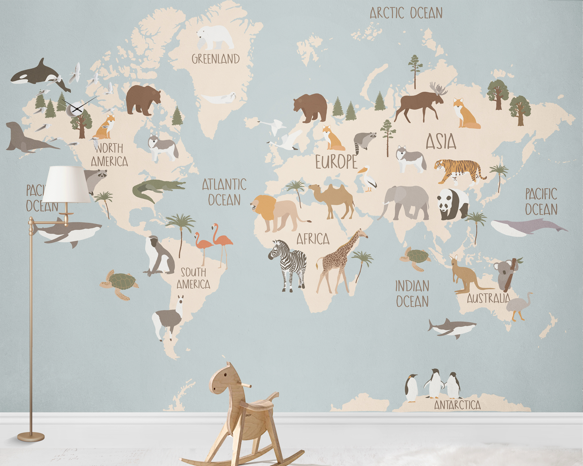 World Map with animals