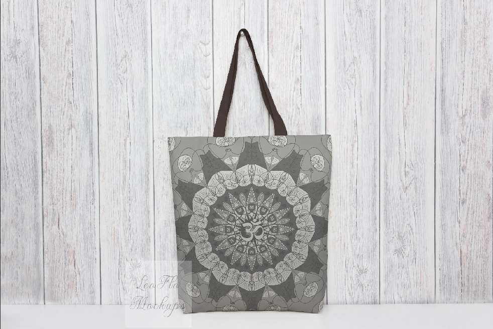 Tote bag mockup, black white and color strap handle tote mock up rustic psd smart stock photo ...