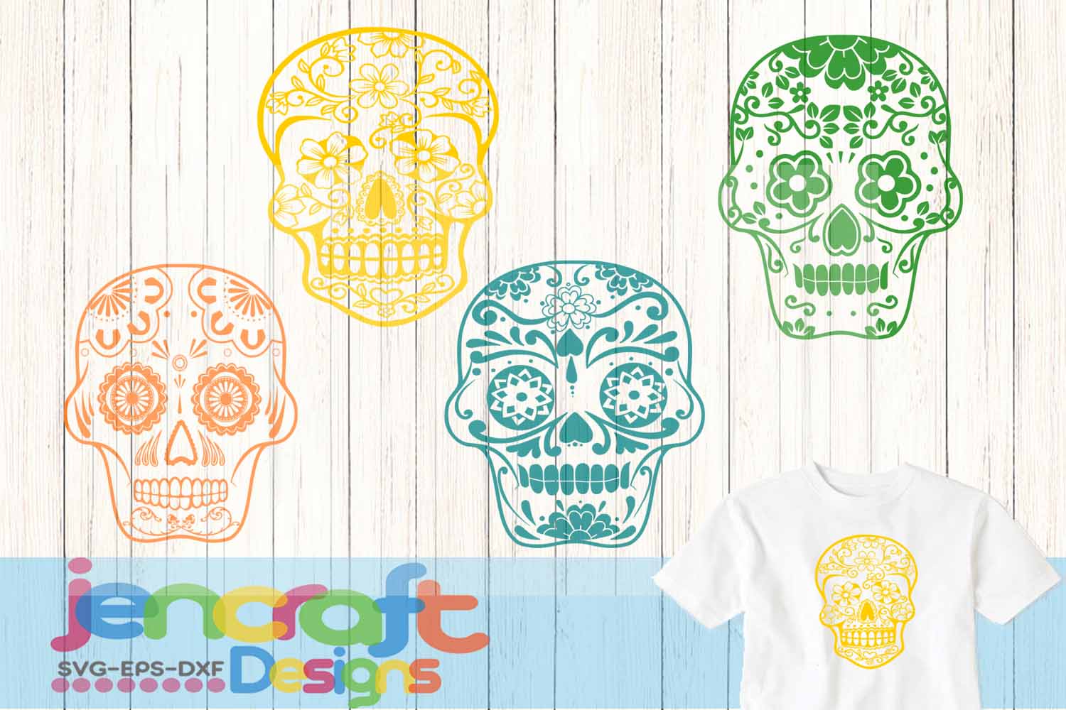 Sugar Skull SVG Design Bundle SVG, EPS, DXF (110543) | SVGs | Design