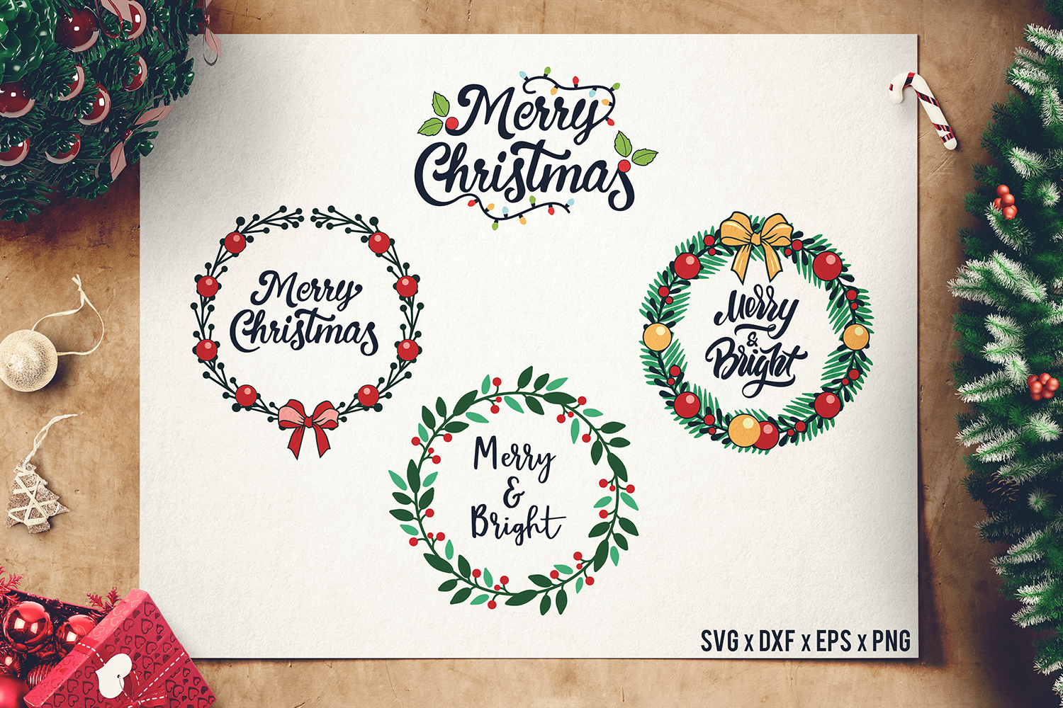 Christmas Wreath SVG - Wreath Bundle SVG - Merry Christmas