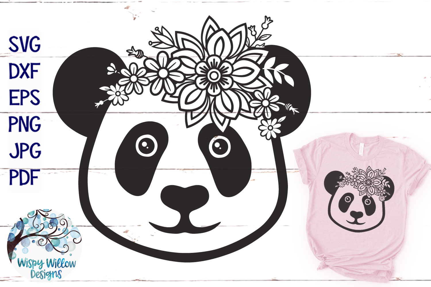 Download Floral Panda SVG | Cute Panda Face SVG Cut File (304158 ...