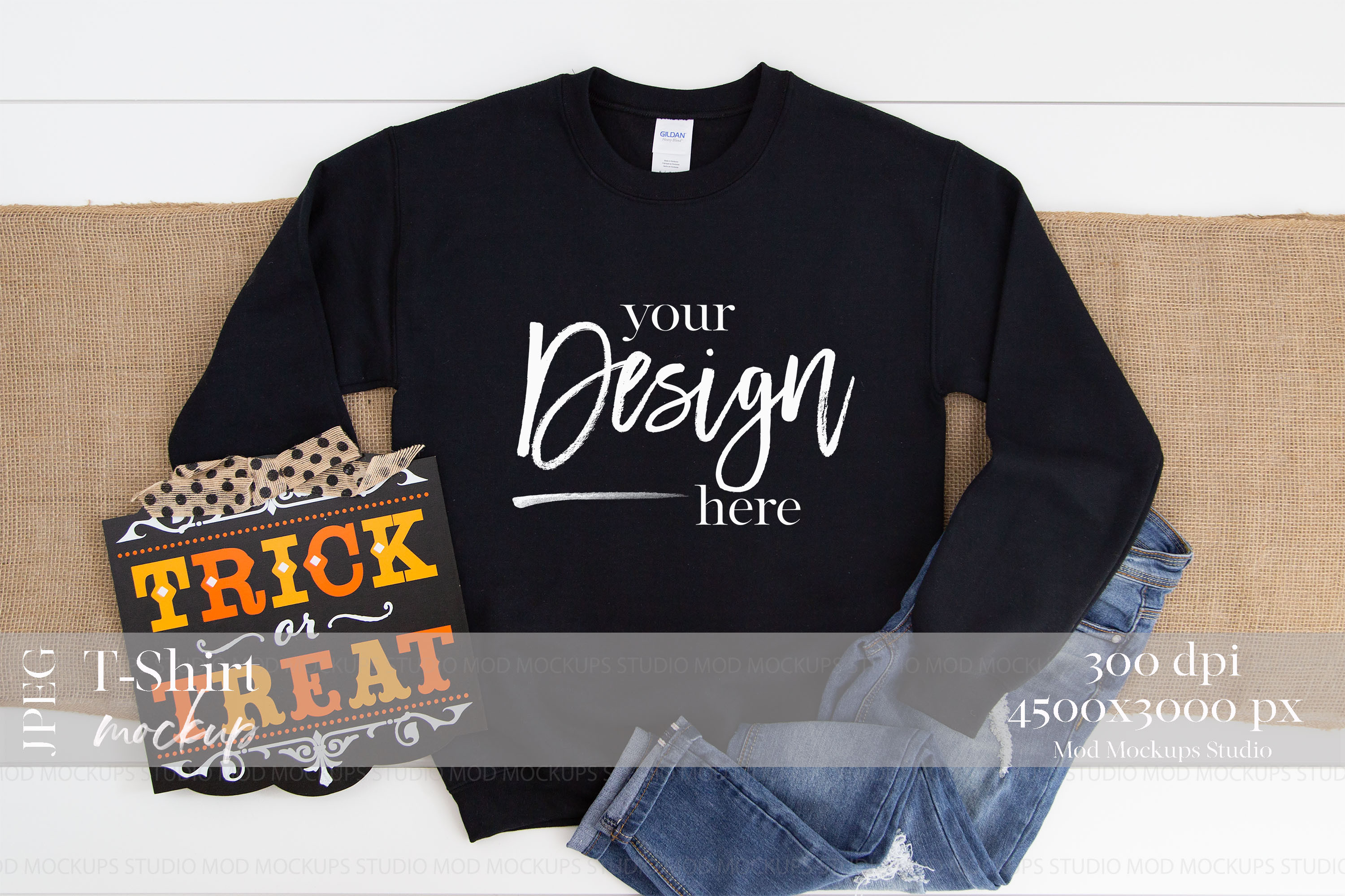 Download Gildan 18000 Mockup | Sweatshirt Mockup BLACK (315694) | Mock Ups | Design Bundles
