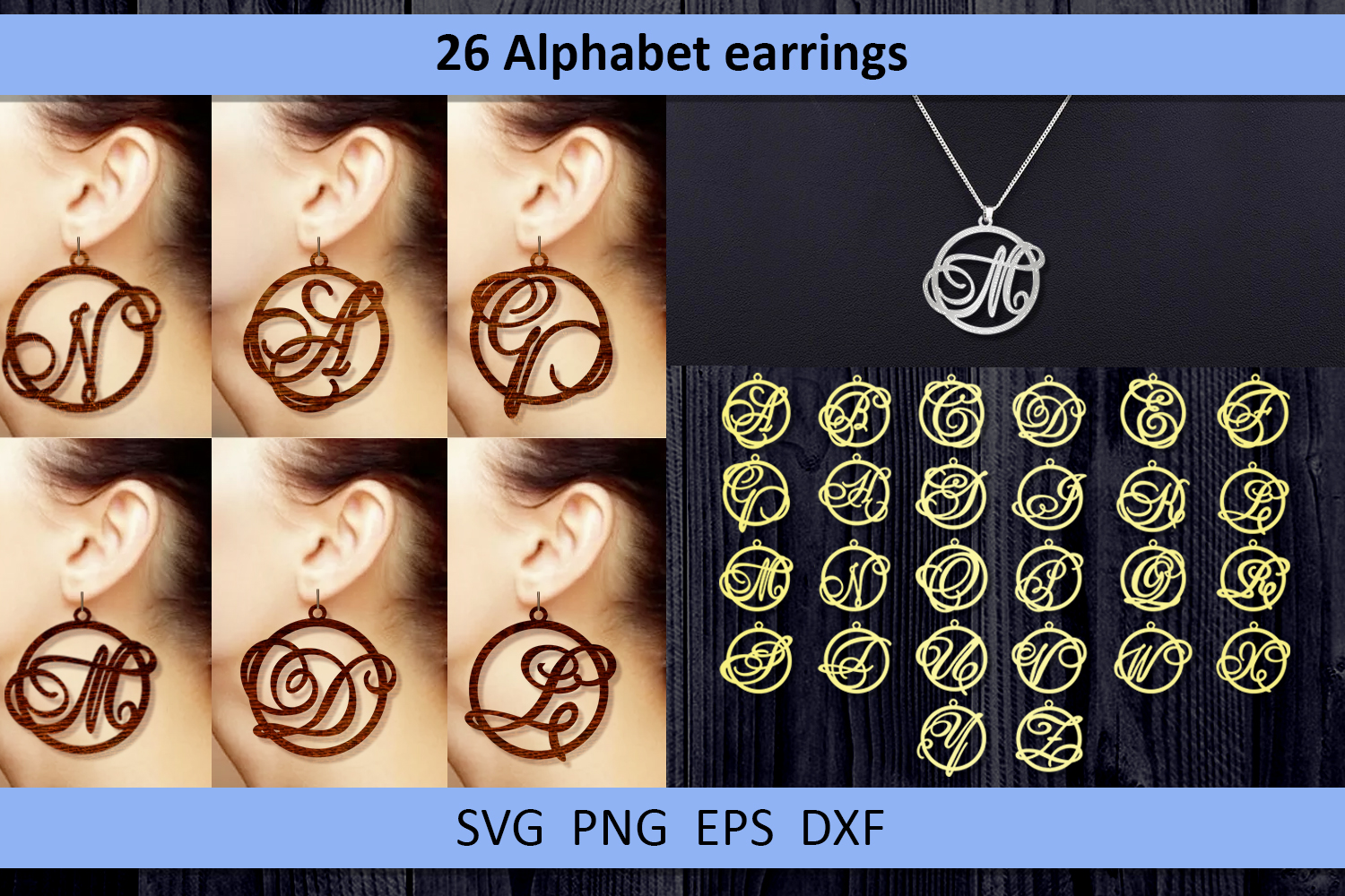 Download 26 Leather earring svg Alphabet earrings Necklace (275663 ...