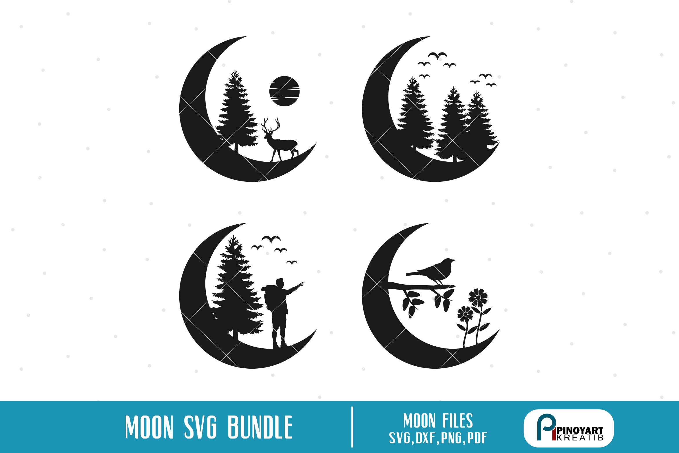 Moon Silhouette svg Bundle - moon svg cut files