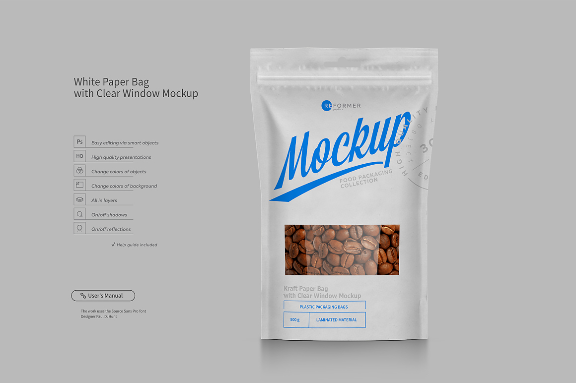Download White Paper Bag Stand Up Pouch Doypack (133897) | Mock Ups | Design Bundles