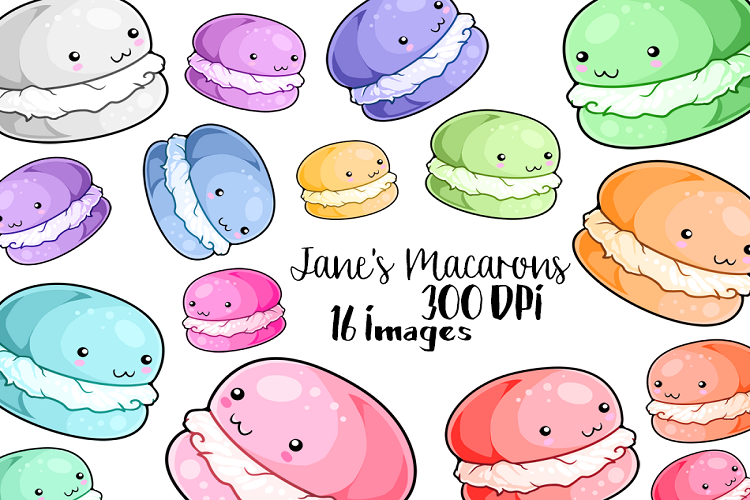 Kawaii Macarons Clipart (126460) Illustrations Design