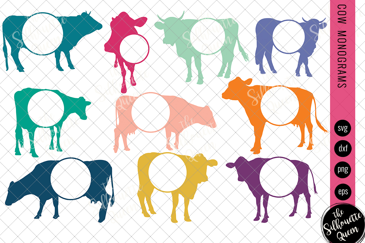 Download Cow Svg, Monogram Svg, Circle Frames, Cuttable Design