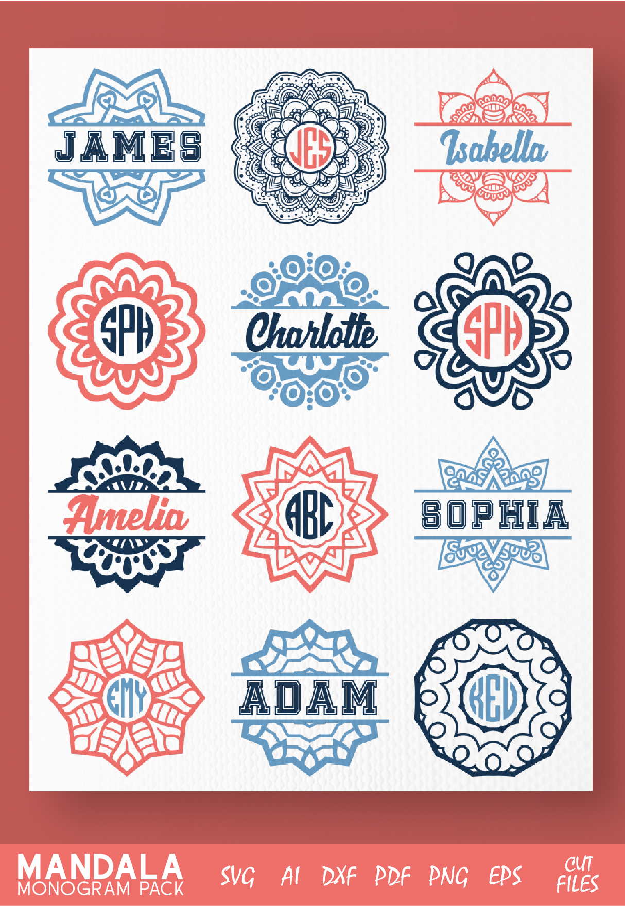 Download Mandala svg - Mandala Monogram SVG - Split Mandala SVG (87371) | Cut Files | Design Bundles