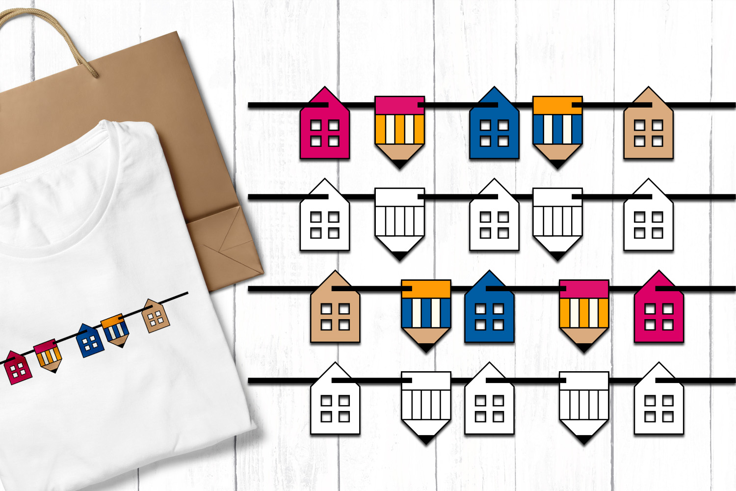 Back To School Bunting Banners Clip Art Illustrations