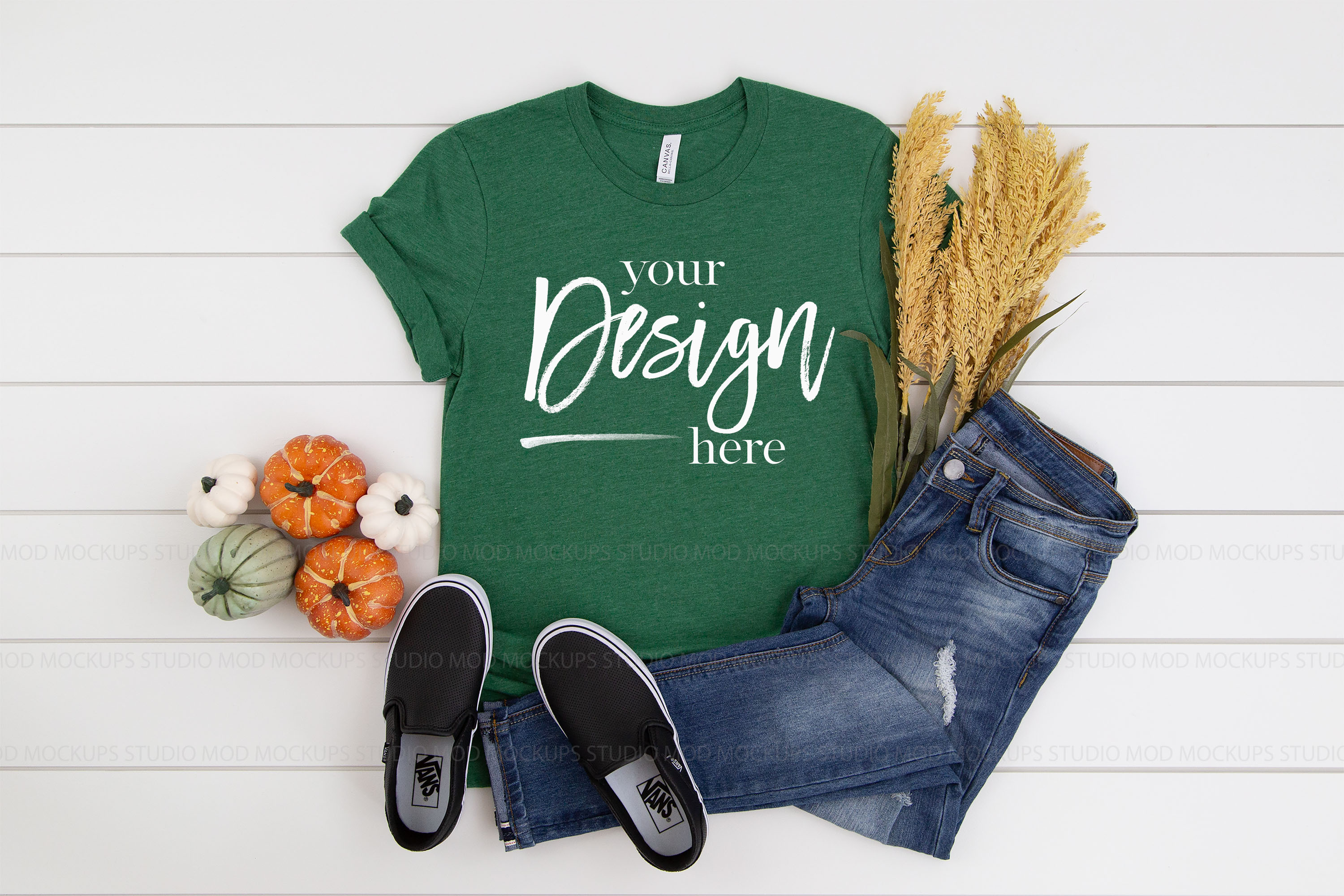 Download TShirt Mockup HEATHER GRASS GREEN | 3001 Bella Canvas Mock