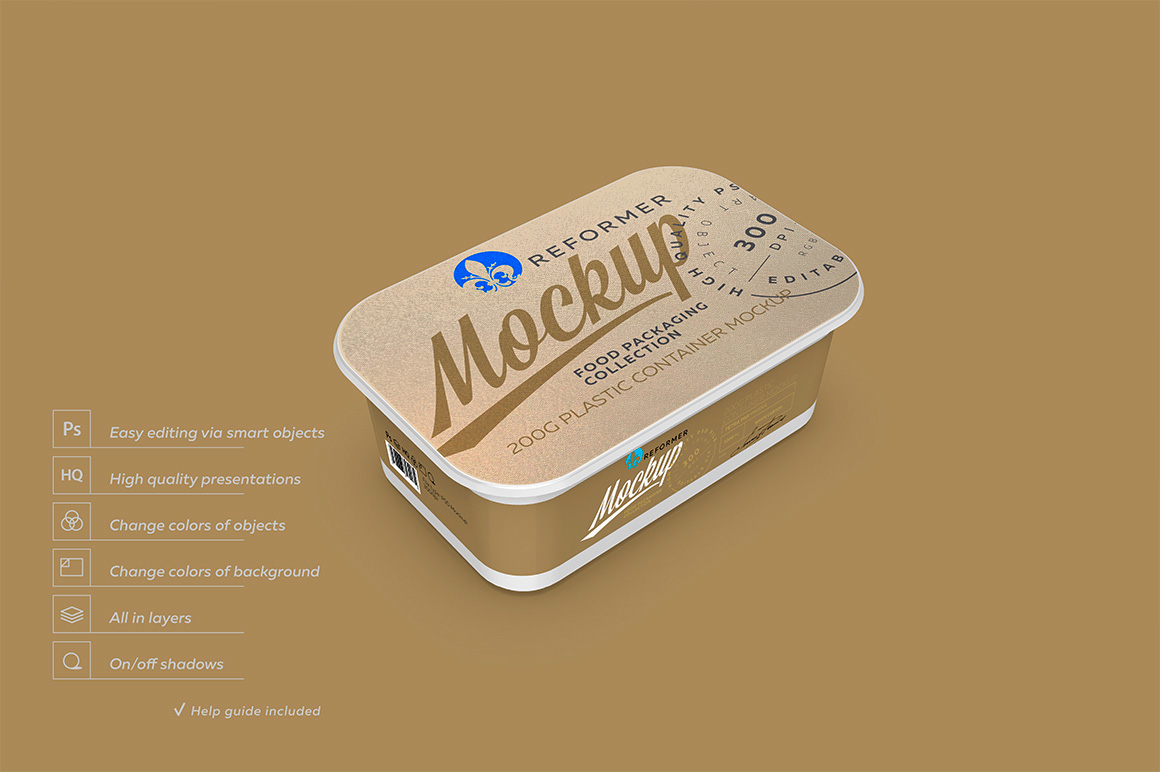 Download 200G PLASTIC CONTAINER MOCKUP - THREE-QUARTER VIEW (56166 ...