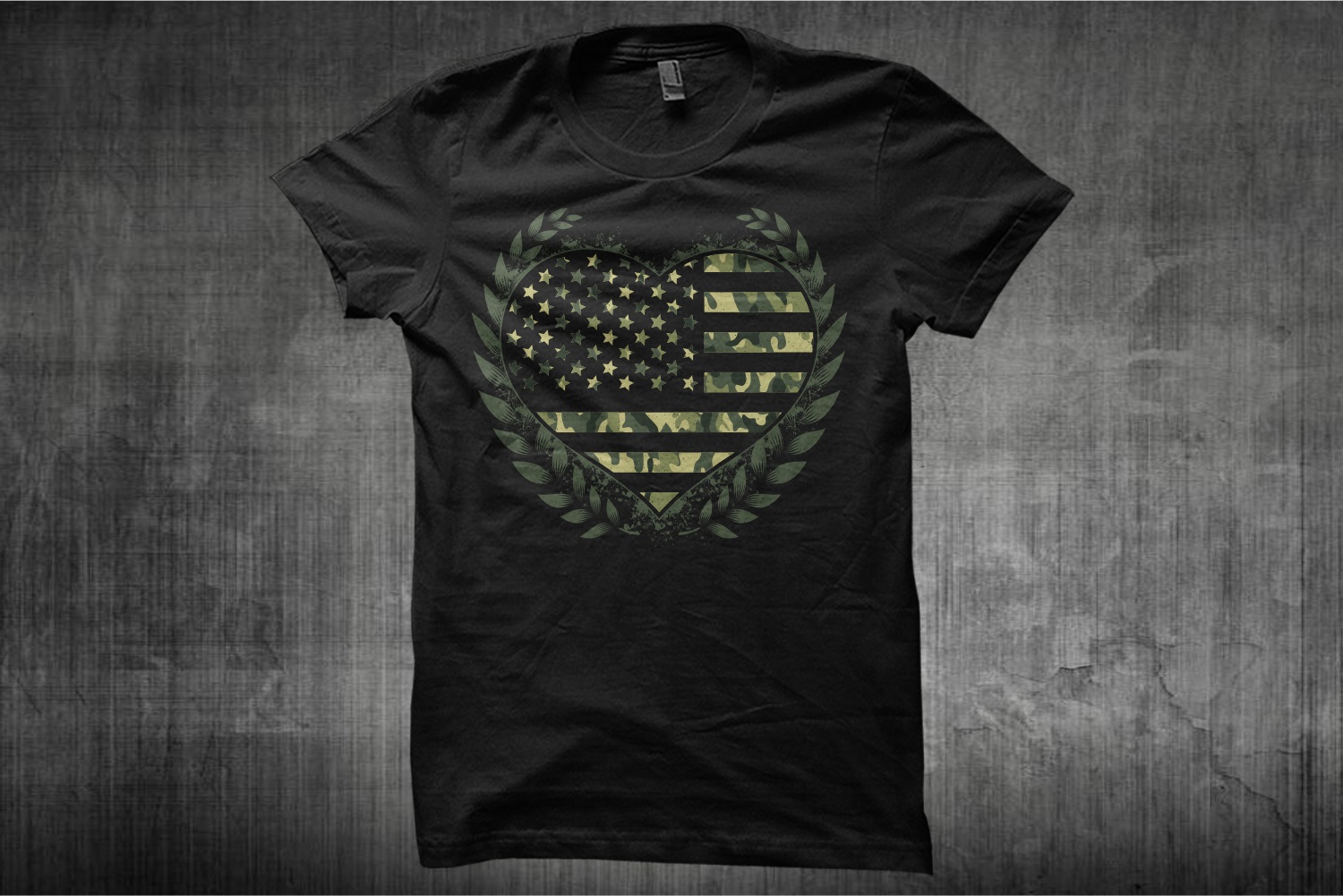Download Camo Flag Heart Green - American Themes Illustration ...