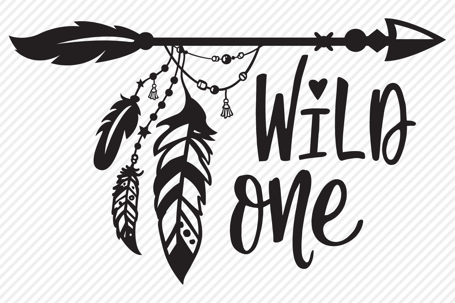 Download Wild One SVG, Cut File, Tribal Arrow, Hippie Feathers, Camp
