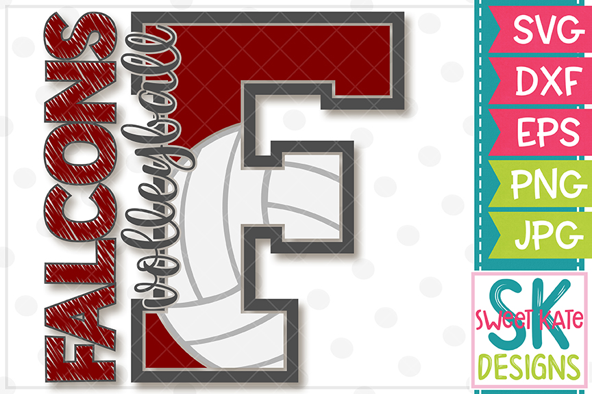 F Falcons Volleyball SVG DXF EPS PNG JPG