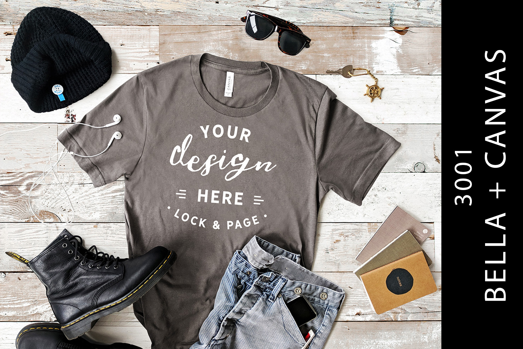 Download Asphalt Men's T-Shirt Mockup Bella Canvas 3001 Fashion Mock