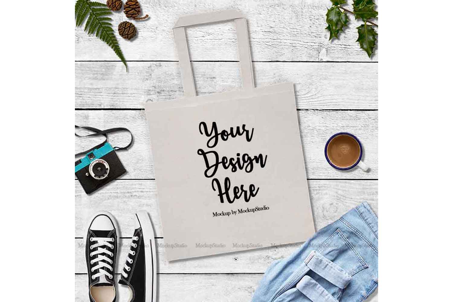 Download White Tote Bag Mock Up Canvas Fall Tote Flat Lay Display