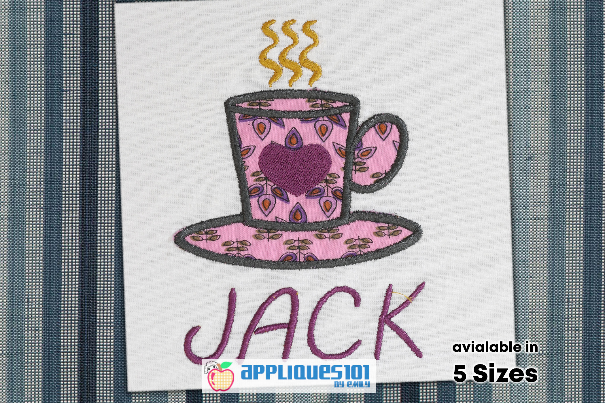 Coffee Mug Machine Embroidery Applique Design Coffee (349576