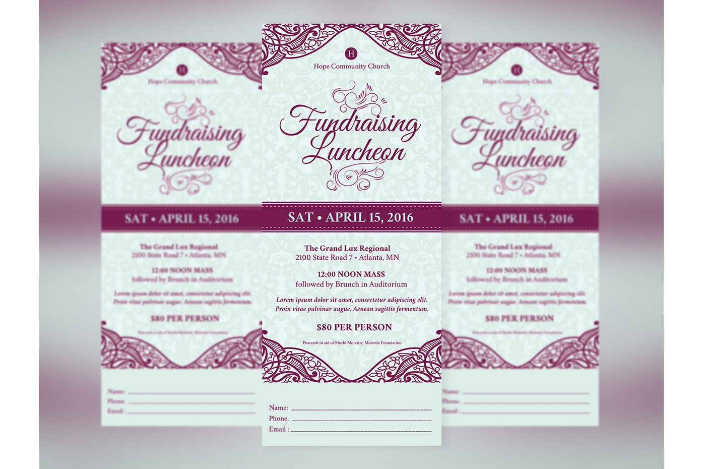 fundraising luncheon ticket template 4319 card making design bundles