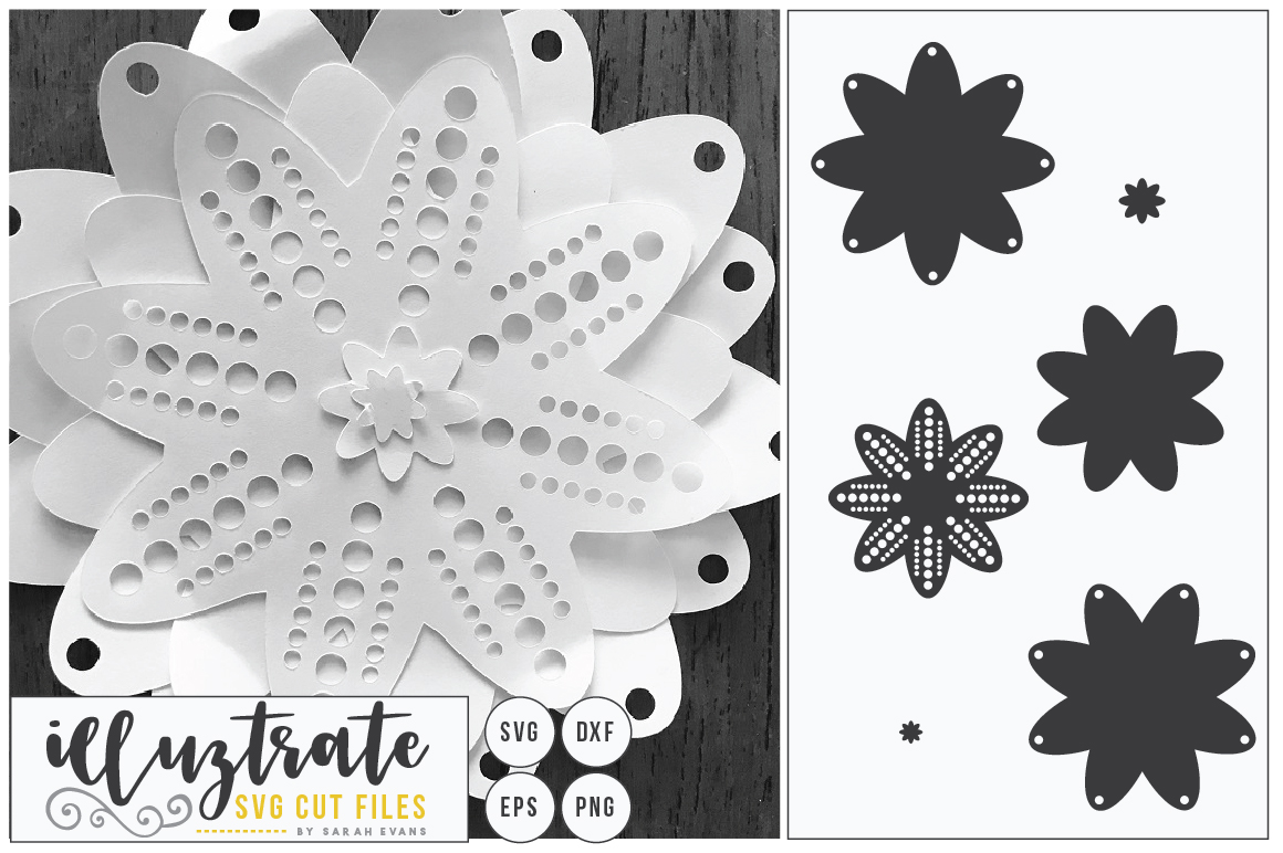 3D Flower SVG Cut Files - Flower SVG - Layered Flower DXF