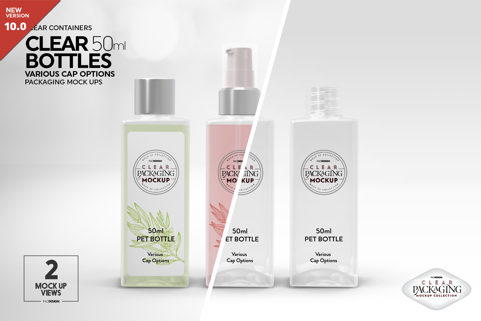 Download Clear 50ml PET Bottles Packaging Mockup