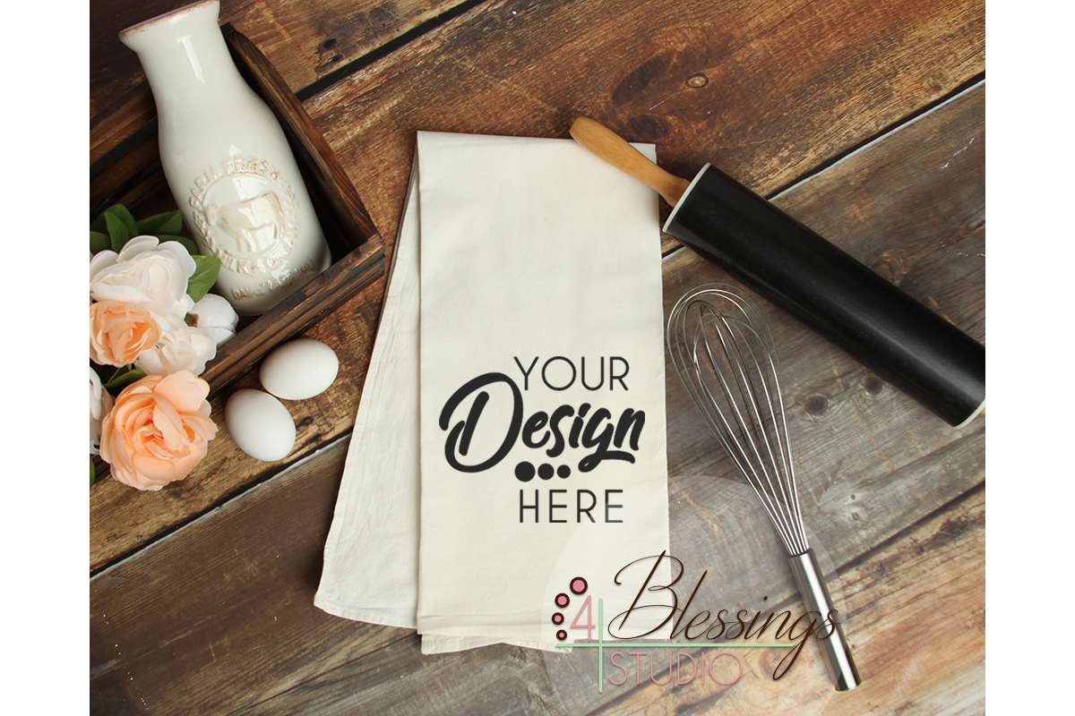 Download Kitchen Towel Mockup, Flour Sack Towels Mockup, Tea Towel