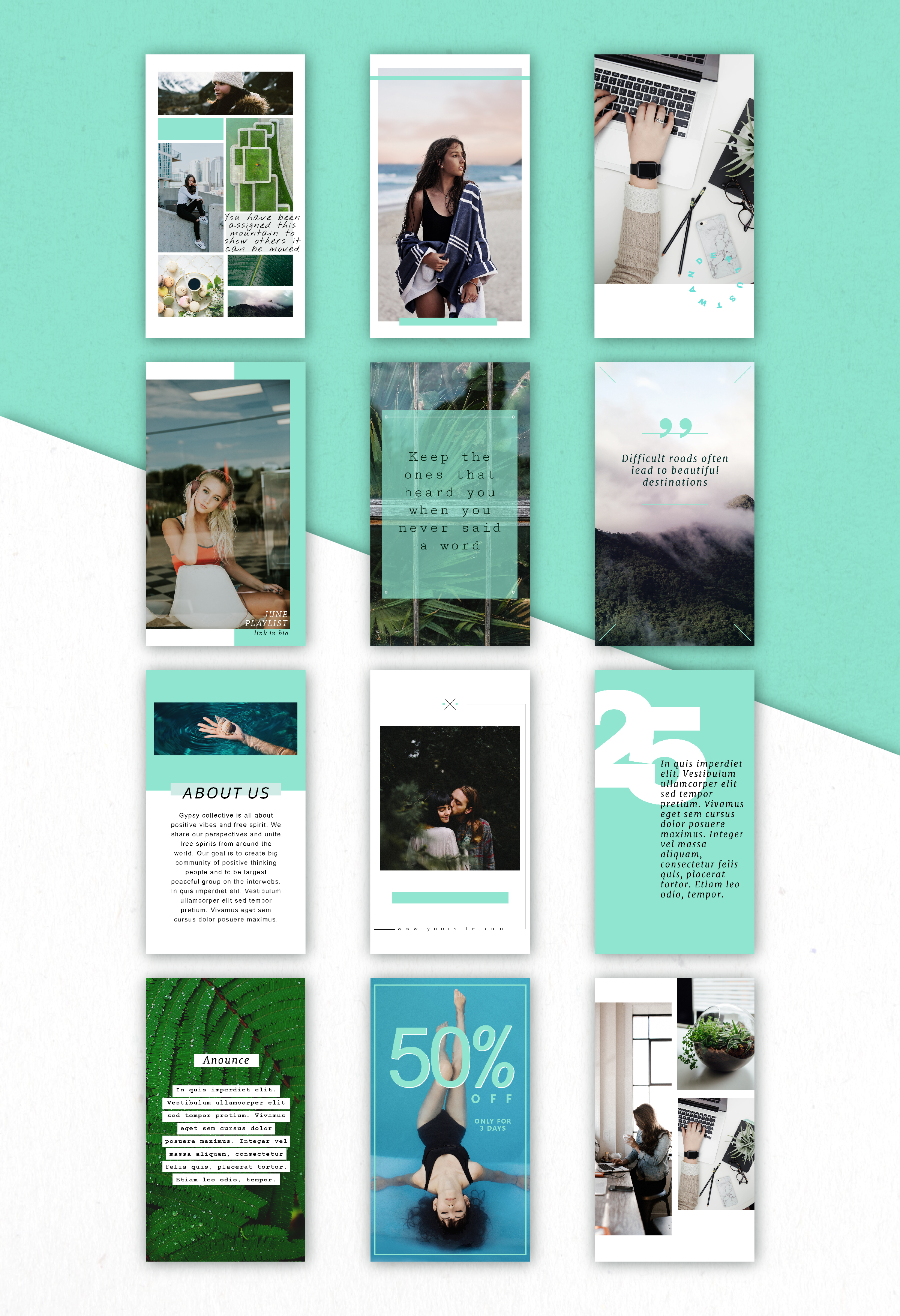 Mint Instagram stories templates (37145) Presentation Templates