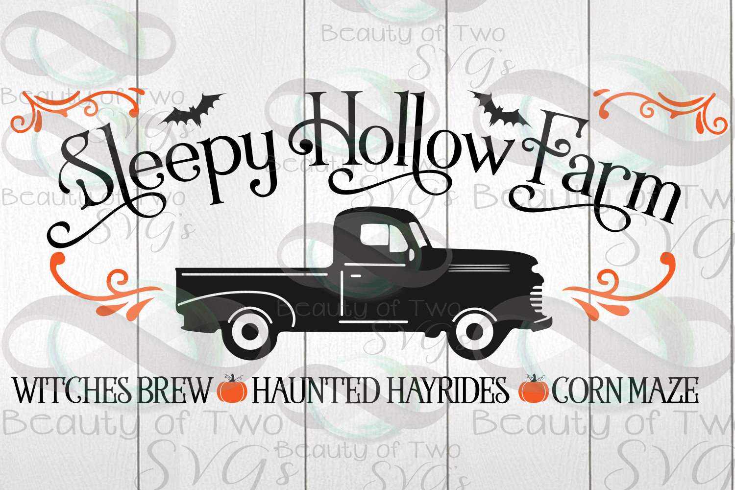 Download Halloween Vintage Truck svg sign design, Sleepy Hollow Farm
