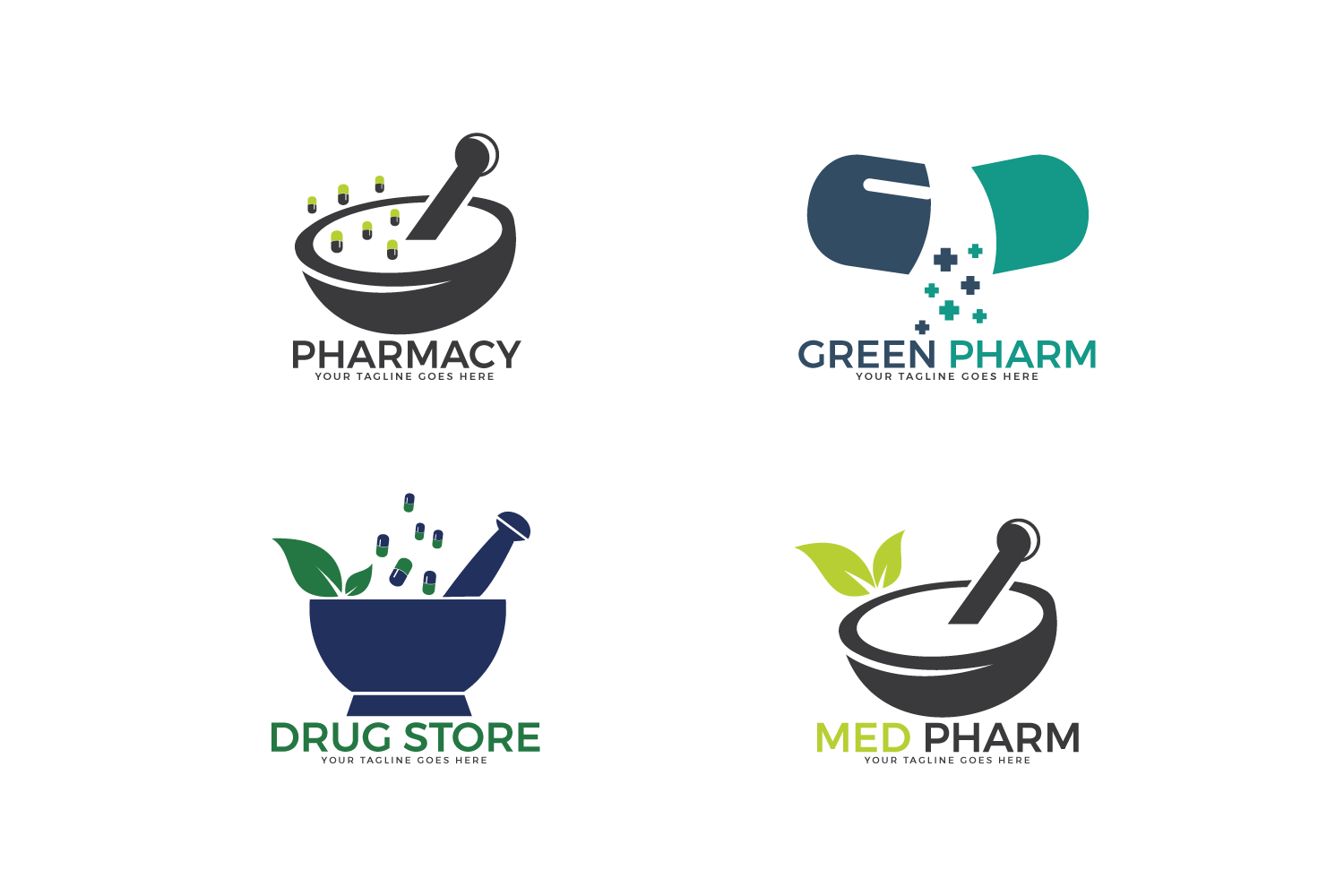 Set of pharmacy logos. Pharmaceutical company logos. (174506) Logos