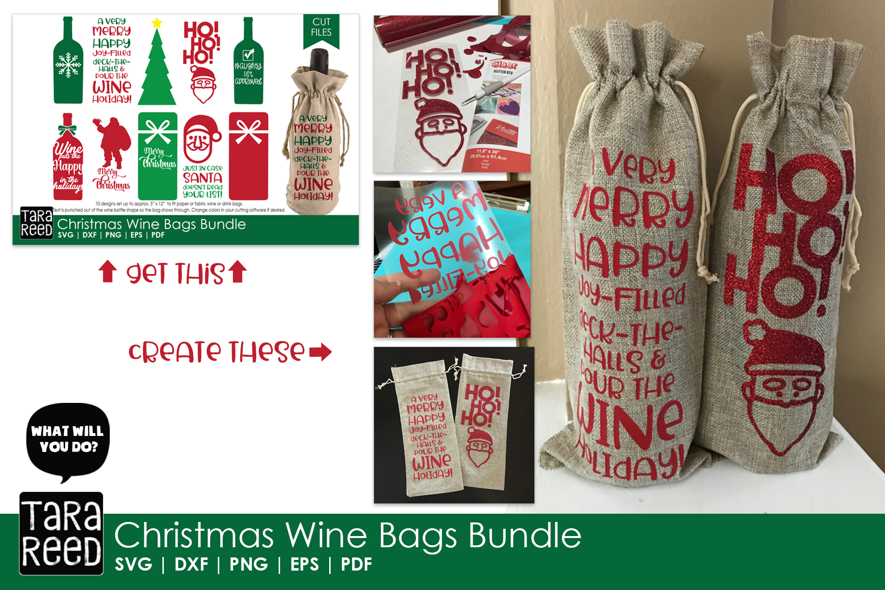 Christmas Wine Bags Christmas SVG Files for Crafters