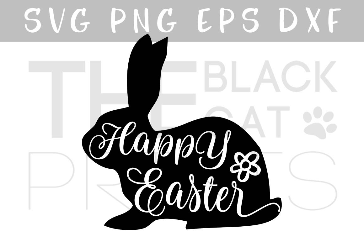 Happy Easter Bunny Silhouette SVG DXF EPS PNG