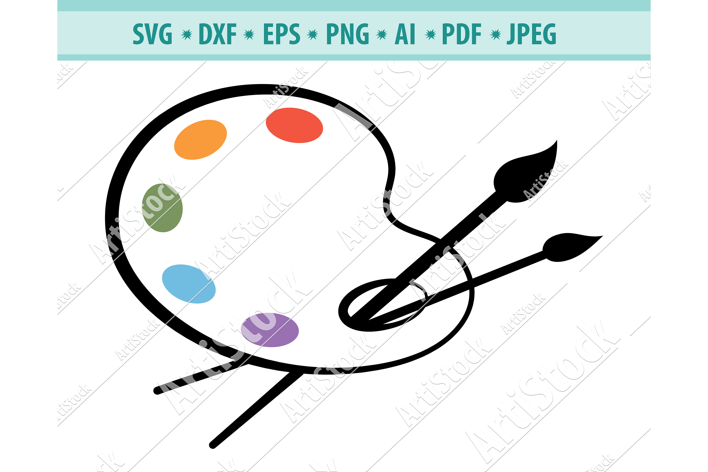 Artist Paint Palette Svg Brush Svg Art Svg Dxf Png Eps