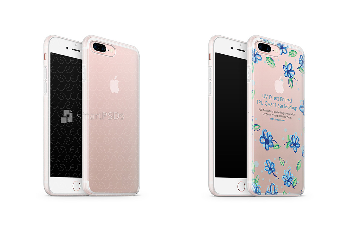 Download iPhone 7 Plus UV TPU Case with Frosted Edges Design Mockup (129486) | Mock Ups | Design Bundles