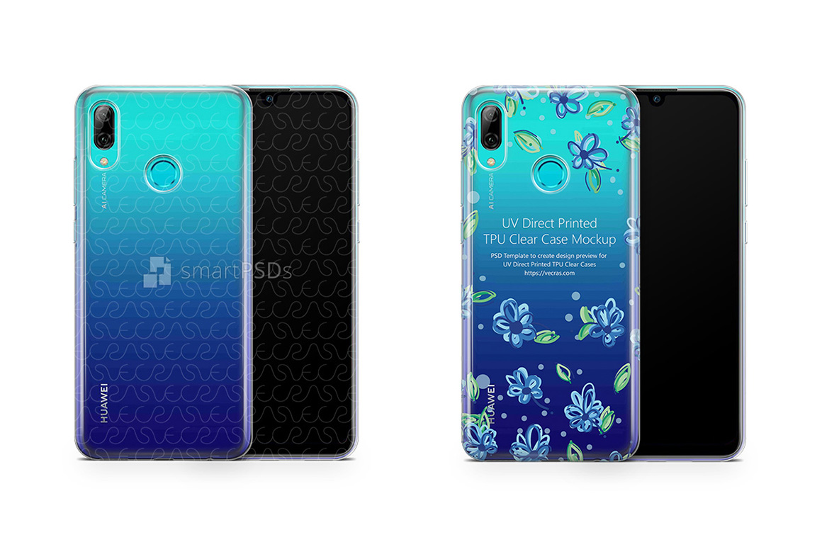 Huawei P Smart UV TPU Clear Case Mockup 2019 (189880) | Mock Ups | Design Bundles