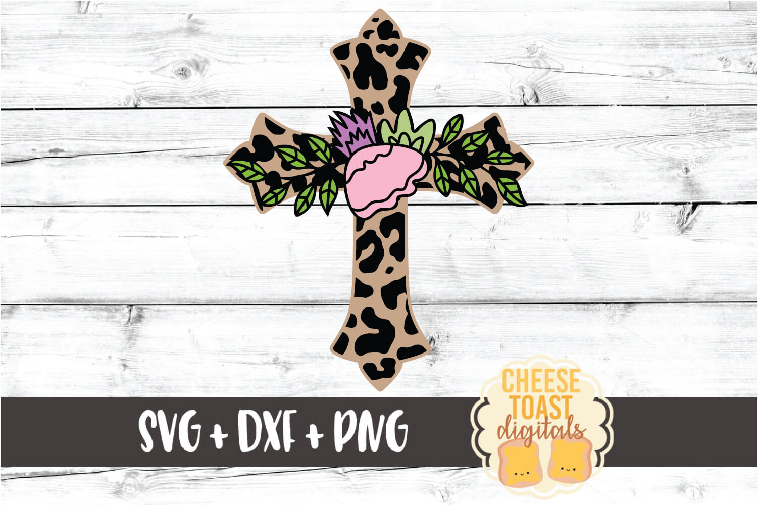 Download Floral Leopard Print Cross - Religious Easter SVG PNG DXF