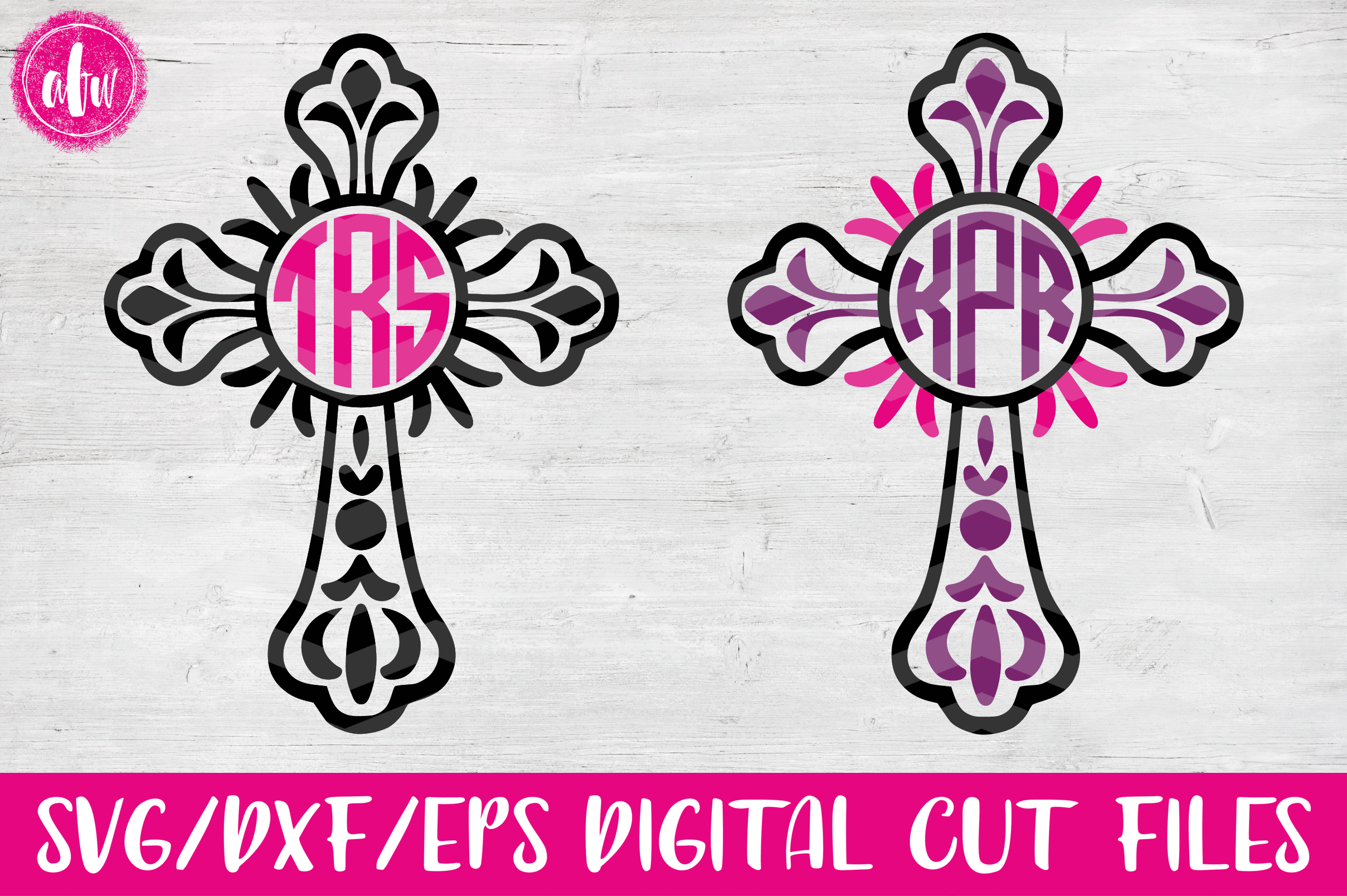 Download Monogram Flourish Cross Set - SVG, DXF, EPS Cut File ...