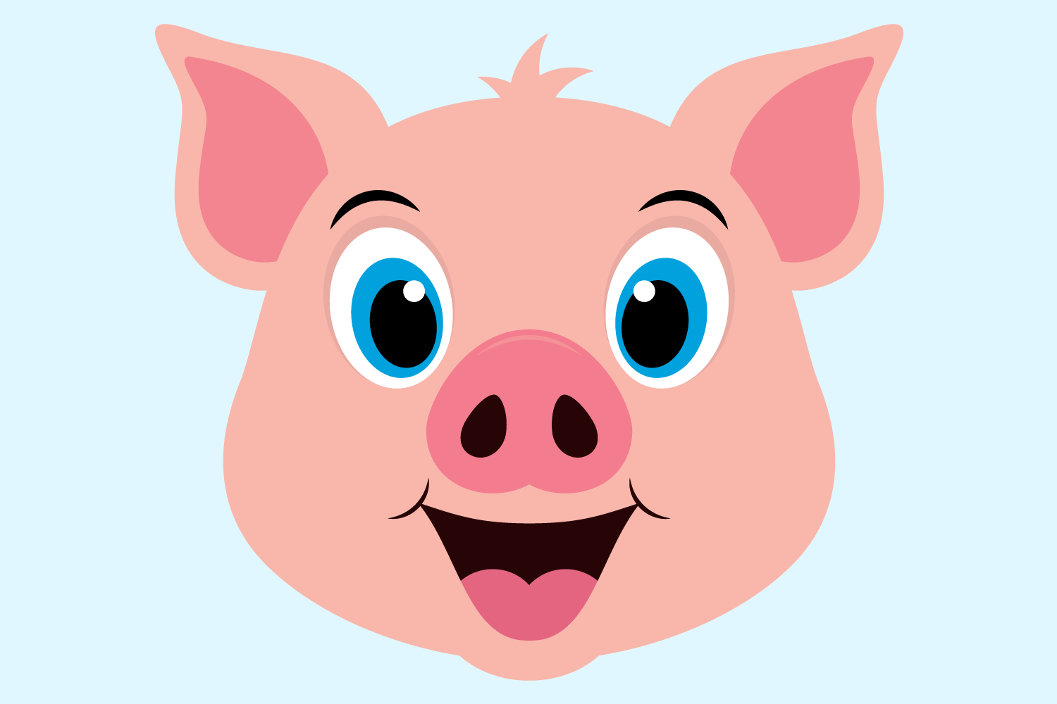 Download Cute Pig SVG Cut Files, Happy Farm Animal Face, Piglet Head
