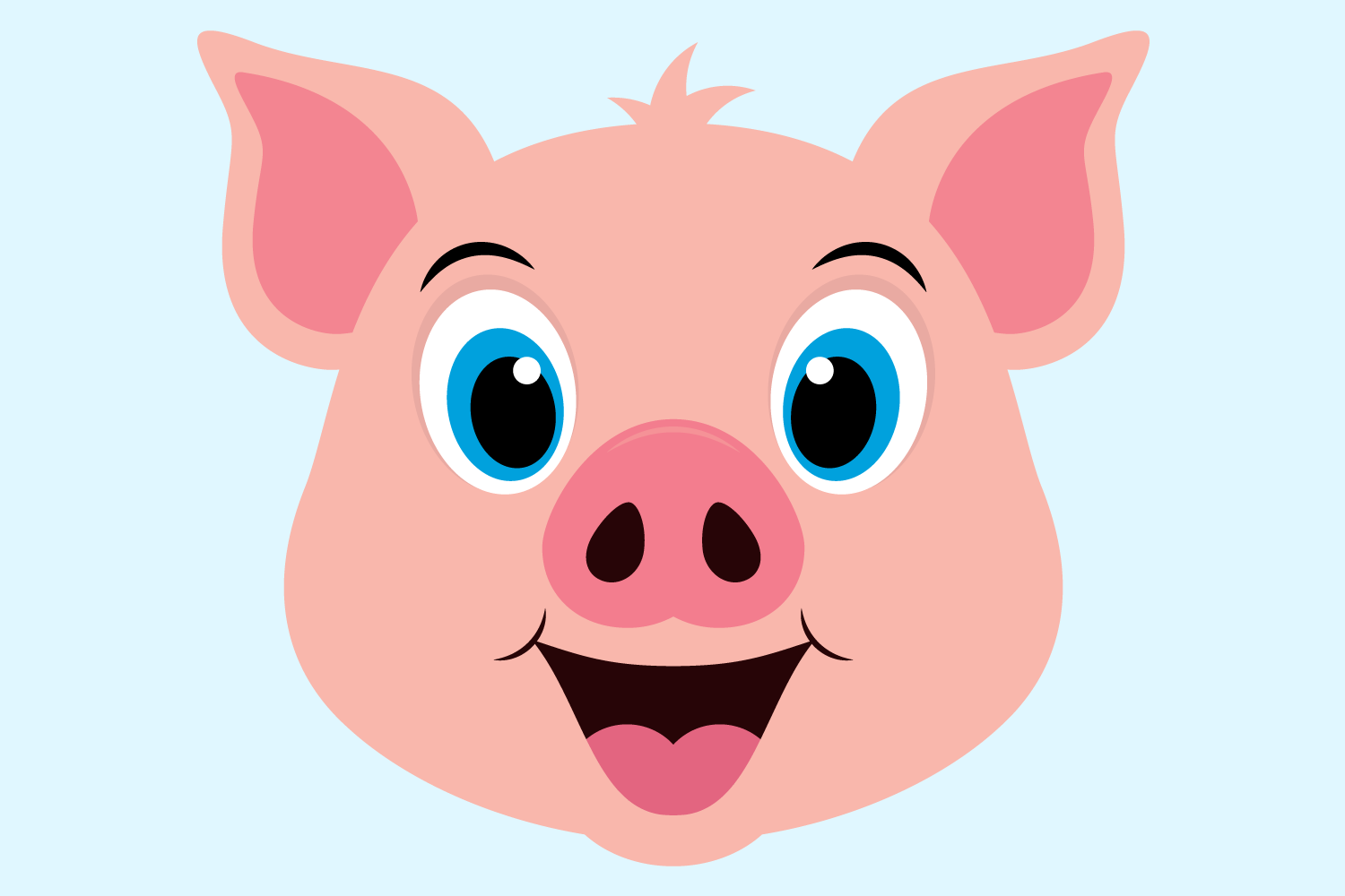 Cute Pig SVG Cut Files, Happy Farm Animal Face, Piglet Head