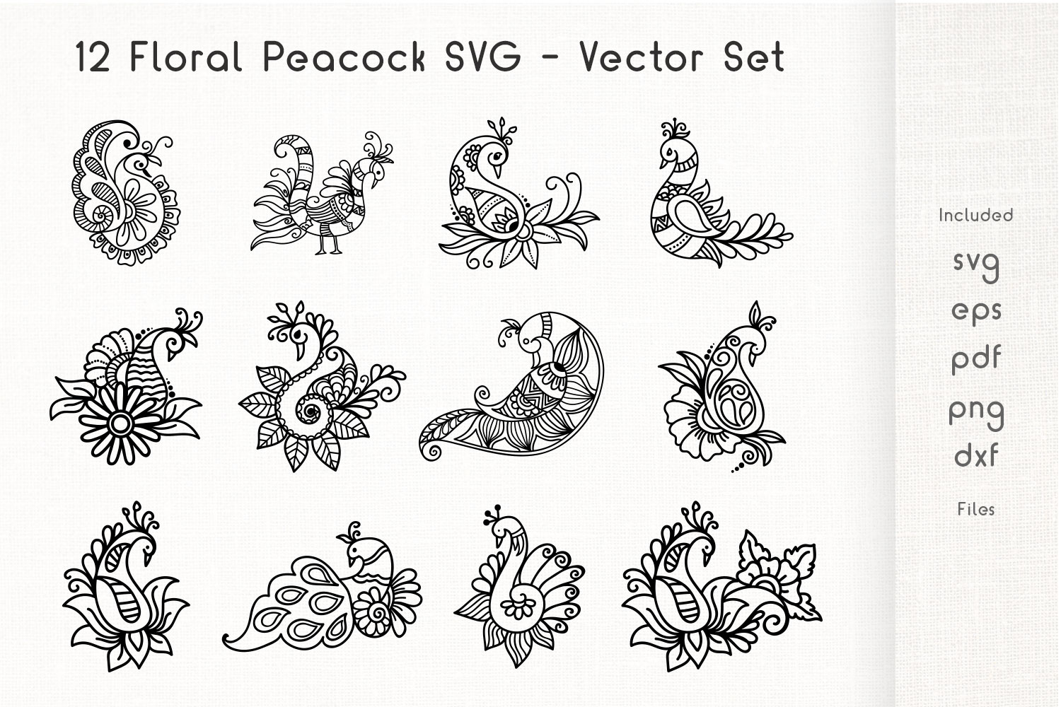 Floral Peacock - SVG - Vector Set