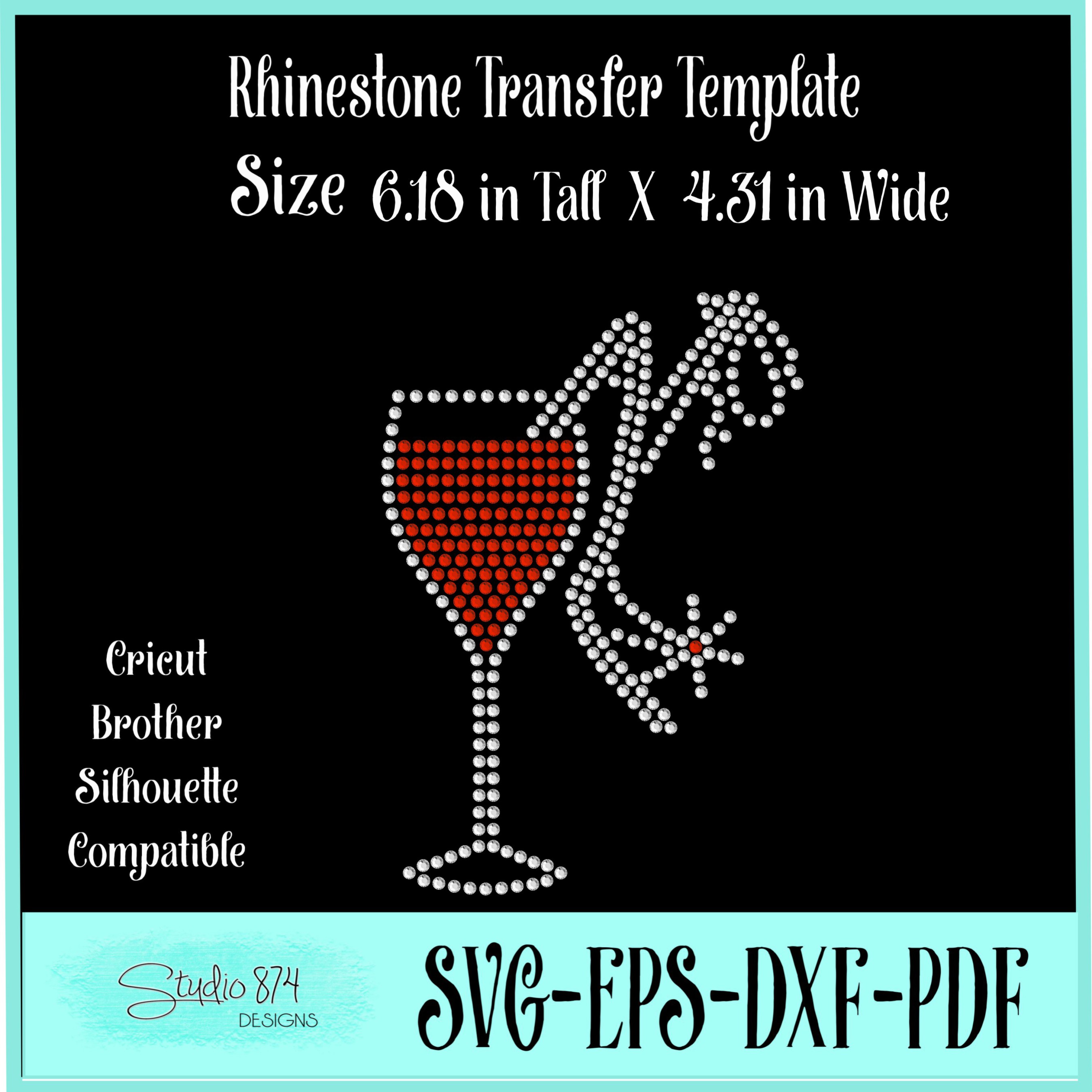 Wine Glass With Shoe Rhinestone Svg Template R1 Add On