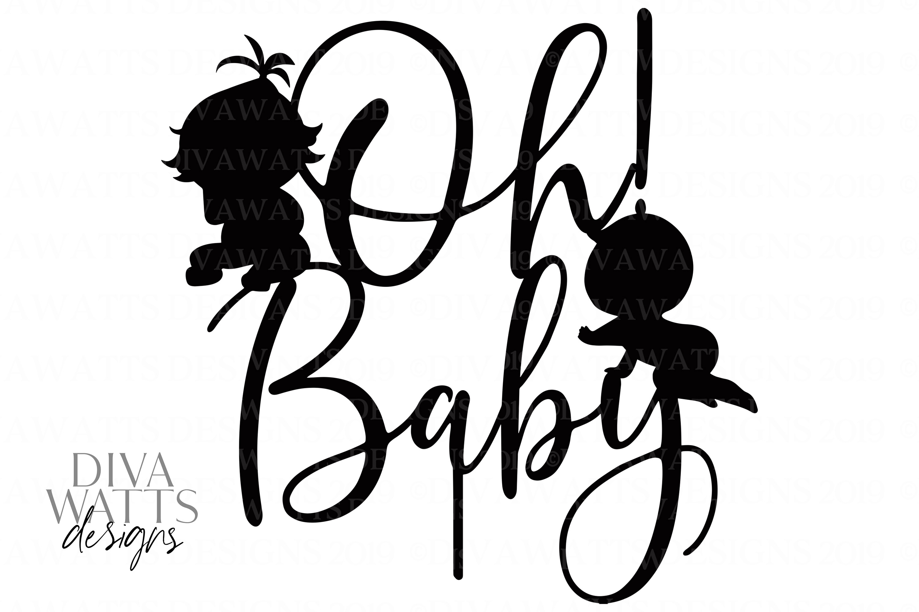 Oh Baby! - Baby Shower - Cake Topper - Girl Boy - SVG PNG