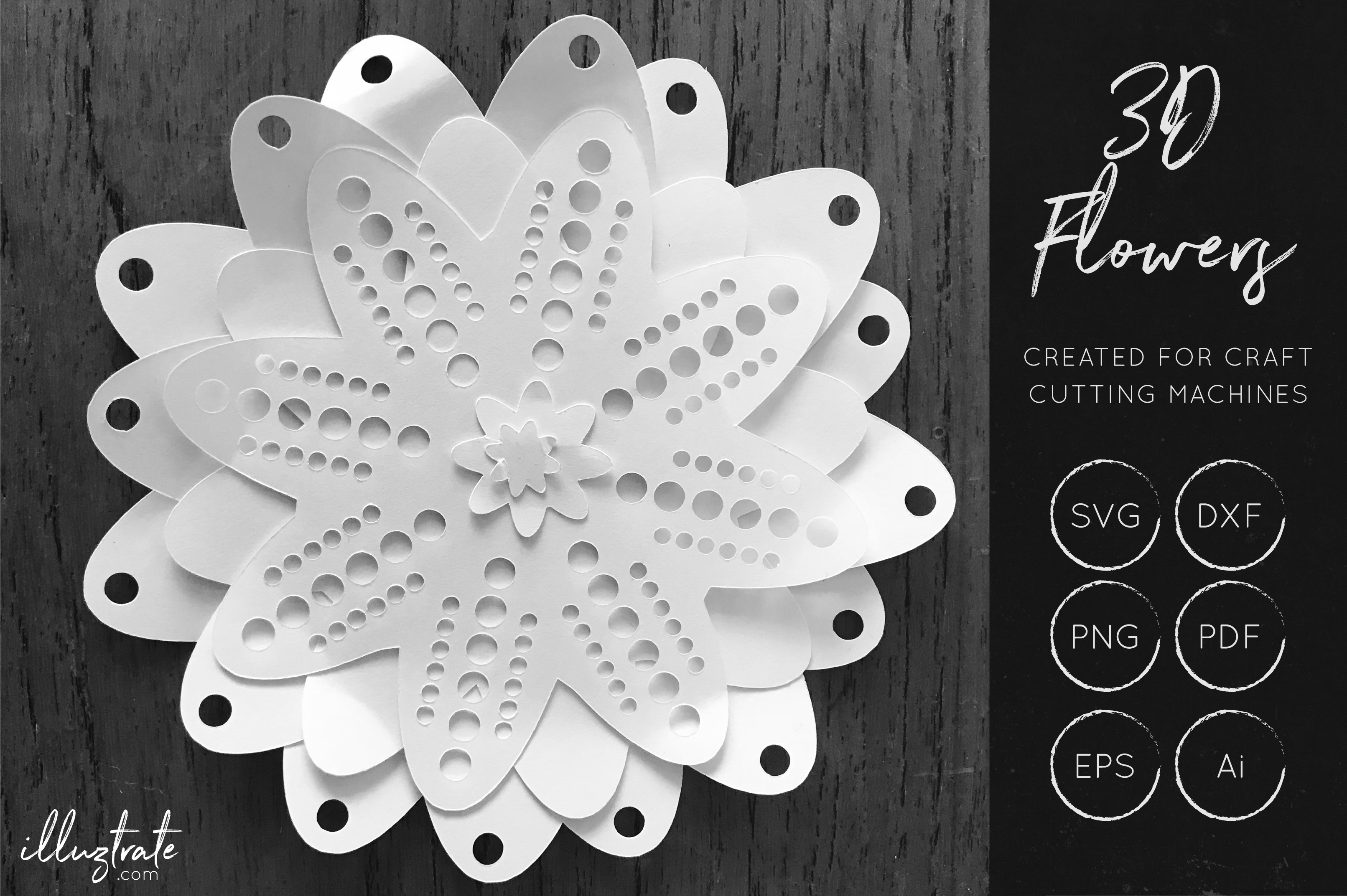 Download 3D Flower SVG Cut Files - Flower SVG - Layered Flower DXF