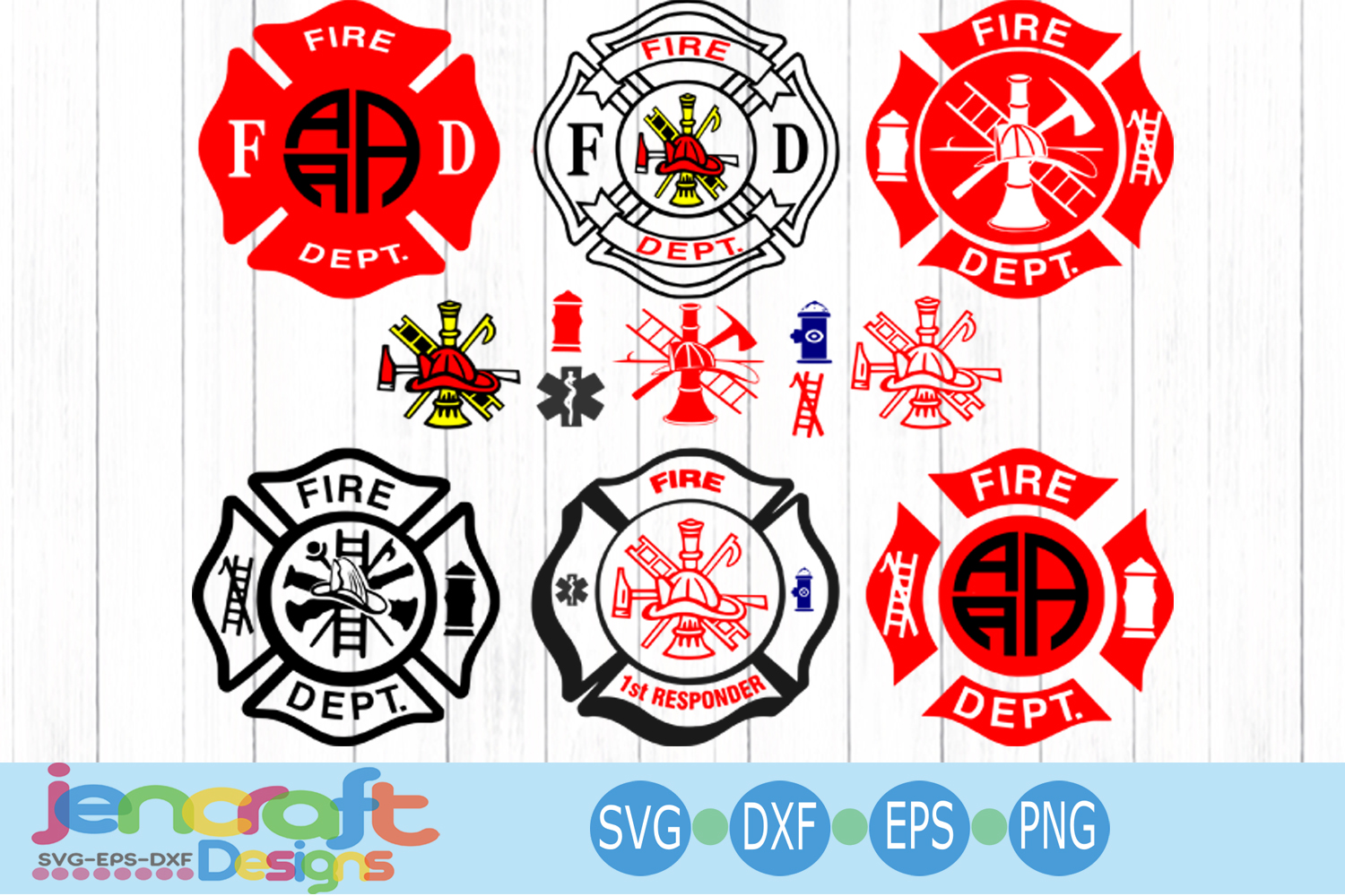 Firefighter Svg, Fireman Monogram Badge SVG, EPS, DXF, PNG (114557