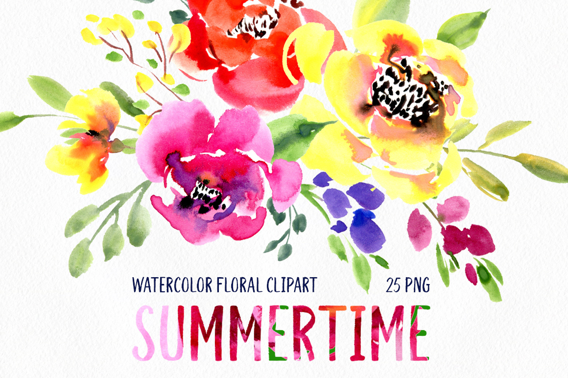 Download Bright Watercolor Summer Flowers Collection (65016 ...