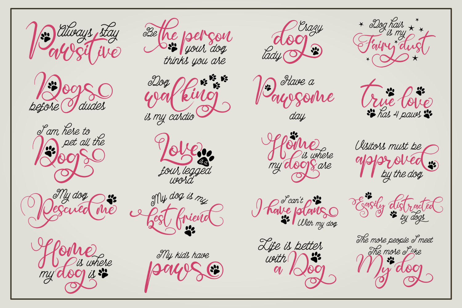 Download 20 dog quotes, SVG cut files