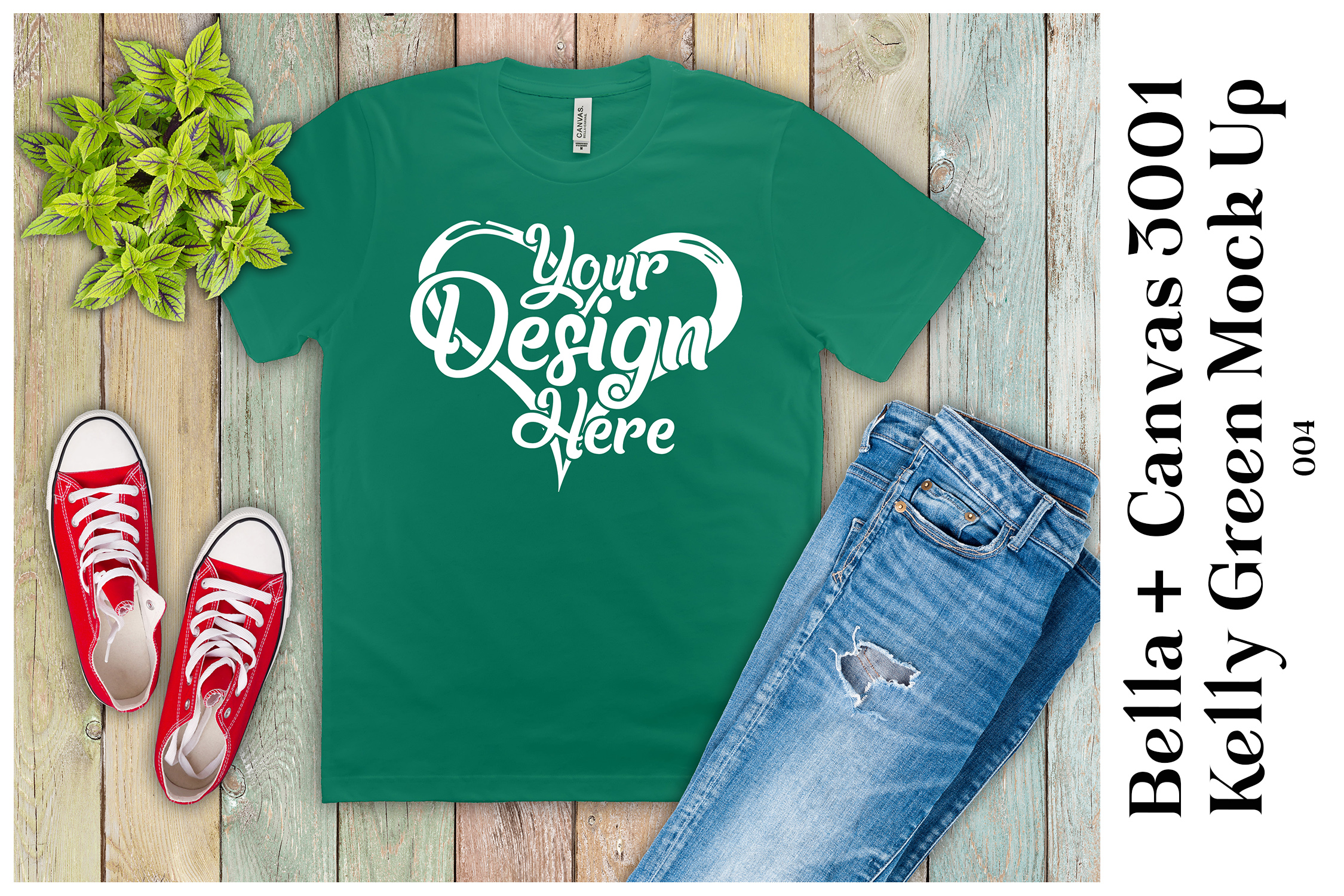 Download Mens T-Shirt Mockup Kelly Green Bella Canvas 3001 Mock up