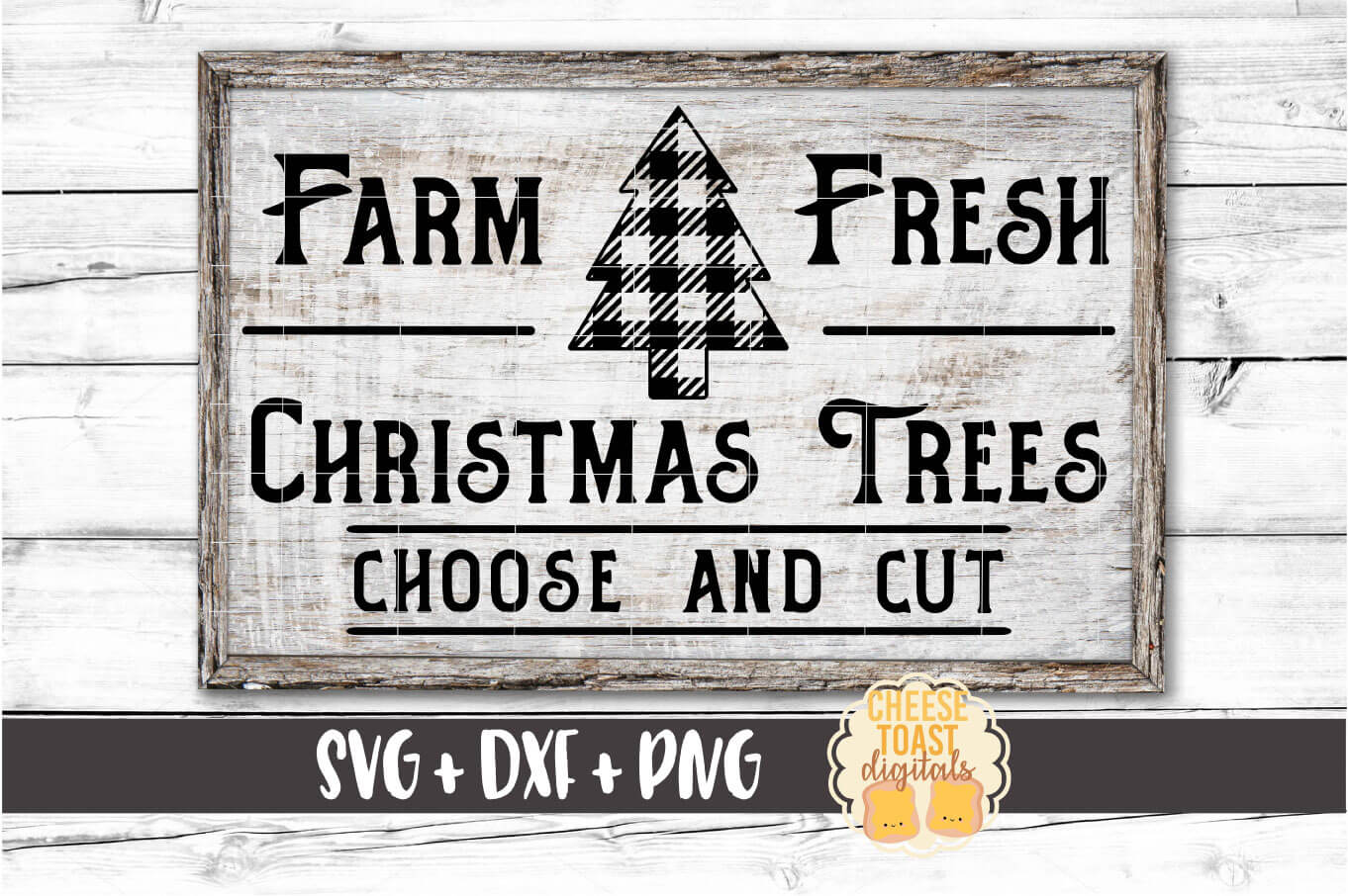 Farm Fresh Christmas Trees - Buffalo Plaid Sign SVG PNG DXF example image 1...