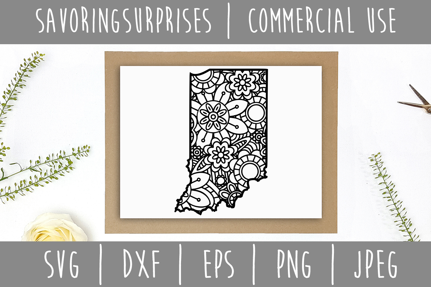 Download Indiana State Mandala Zentangle SVG, DXF, EPS, PNG, JPEG