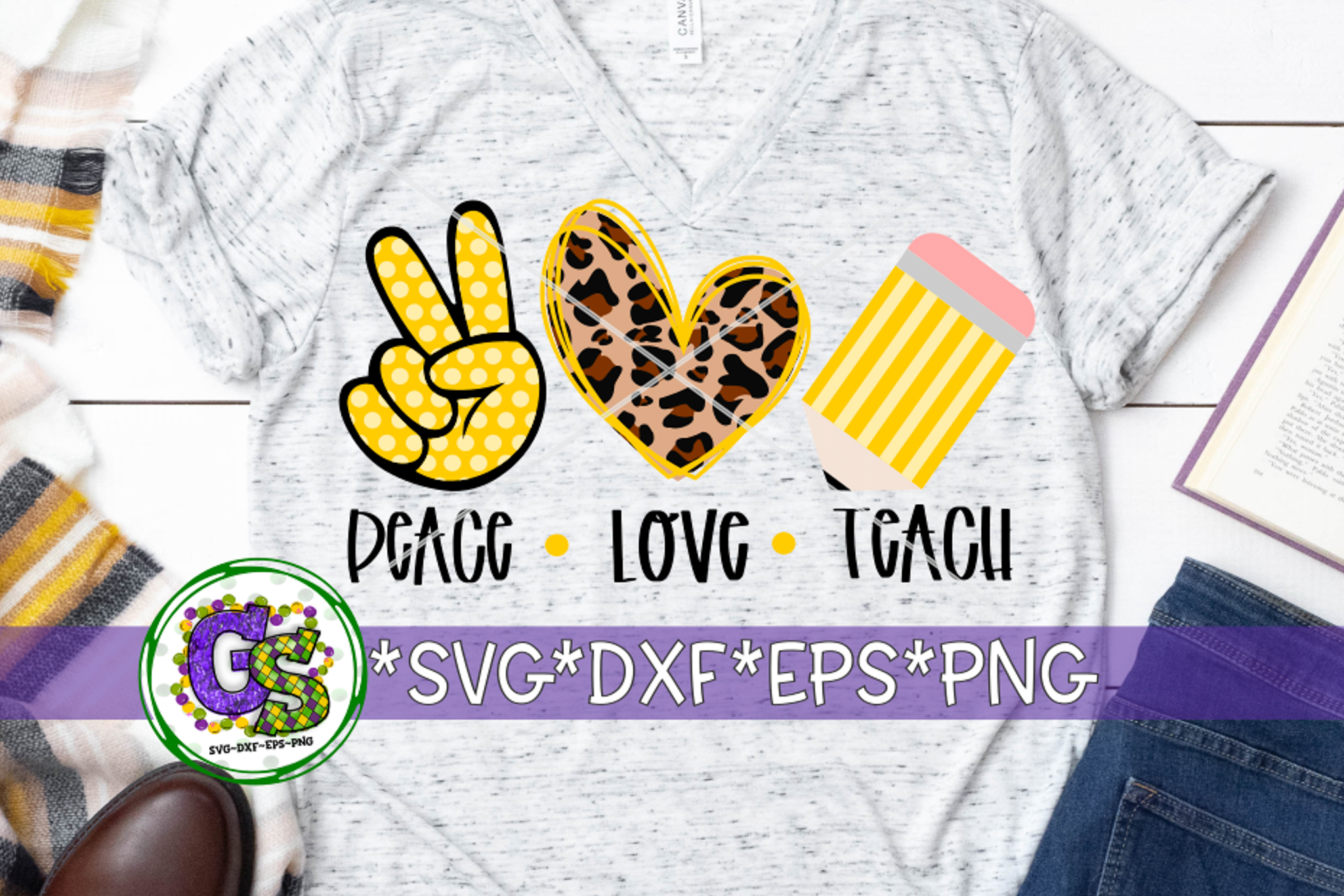 Download Peace Love Teach SVG DXF EPS PNG | Teacher Appreciation SVG